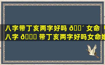 八字带丁亥两字好吗 🌴 女命「八字 🐈 带丁亥两字好吗女命婚姻」